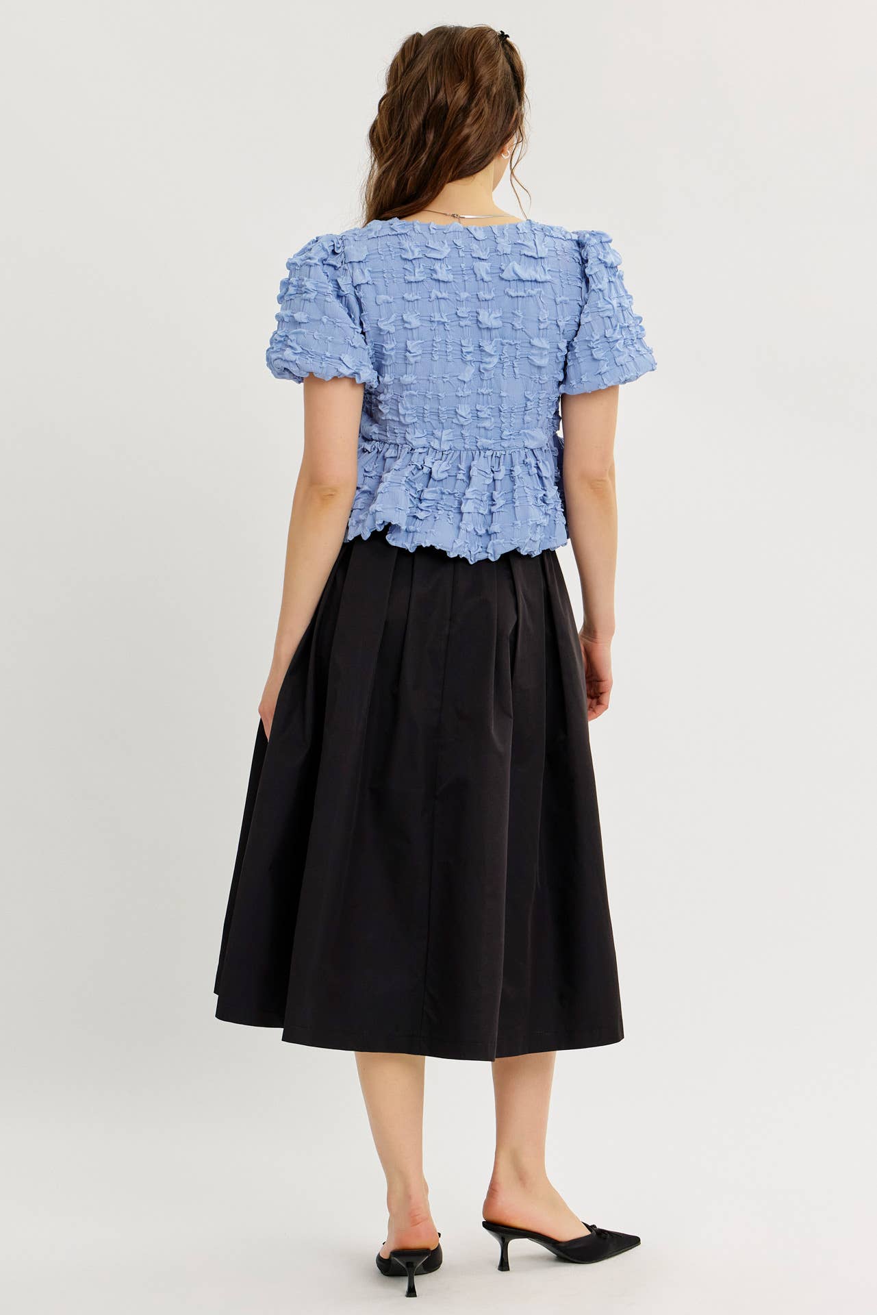 Bubble Textured Babydoll Blouse