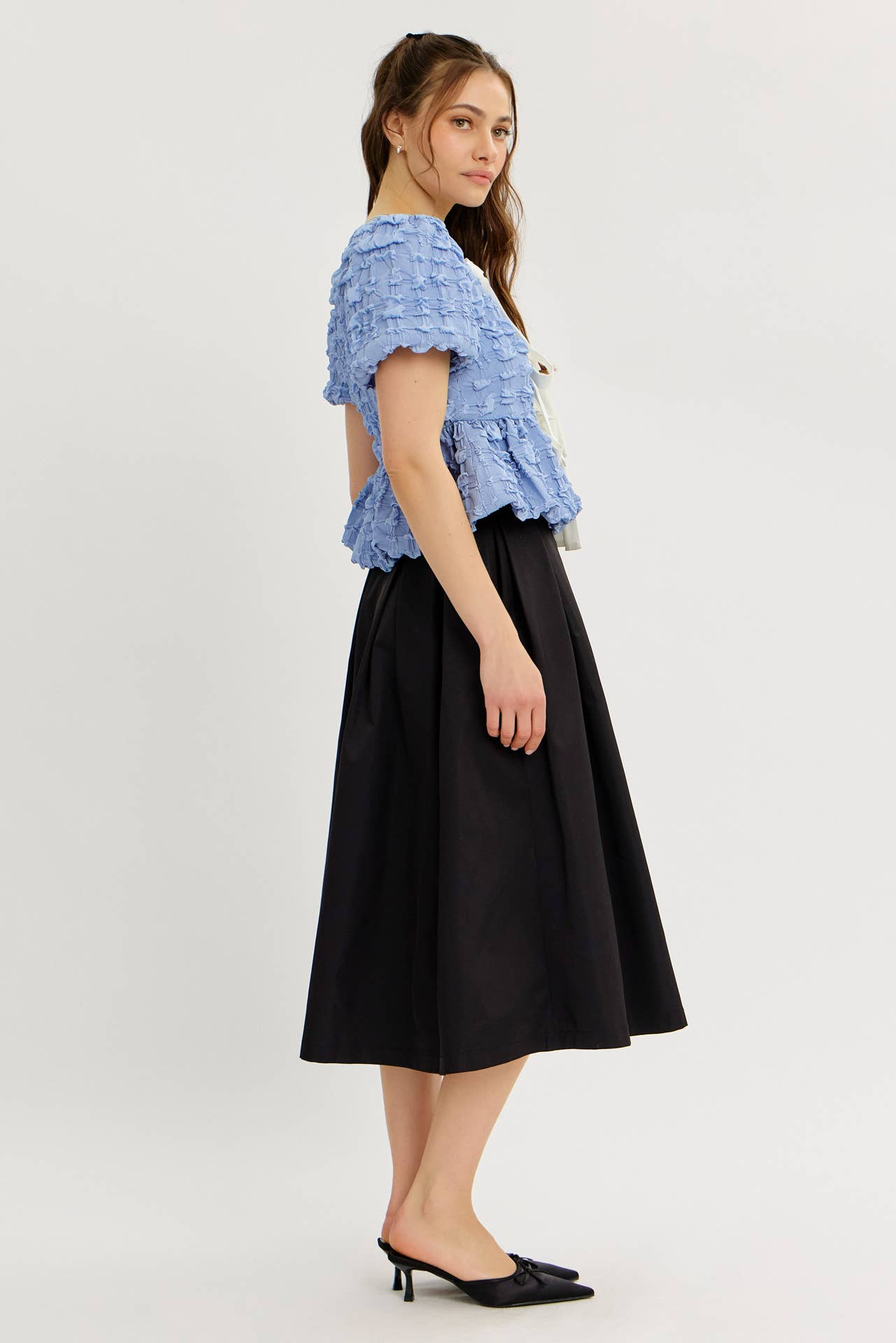 Bubble Textured Babydoll Blouse