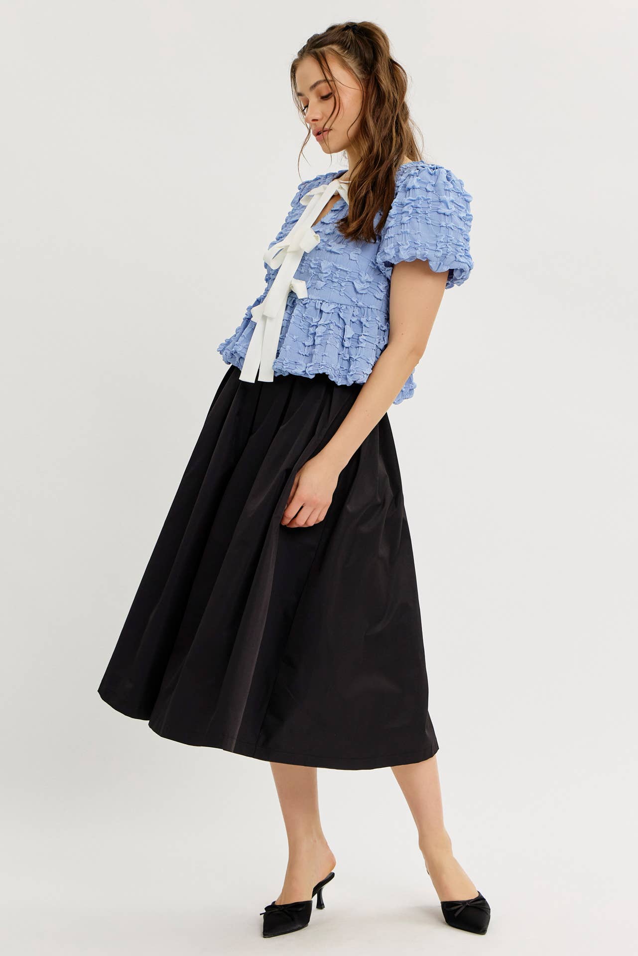 Bubble Textured Babydoll Blouse