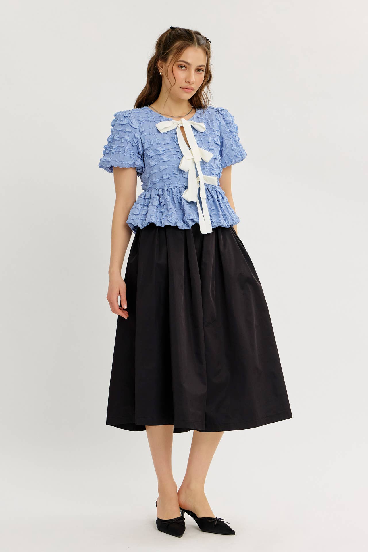 Bubble Textured Babydoll Blouse