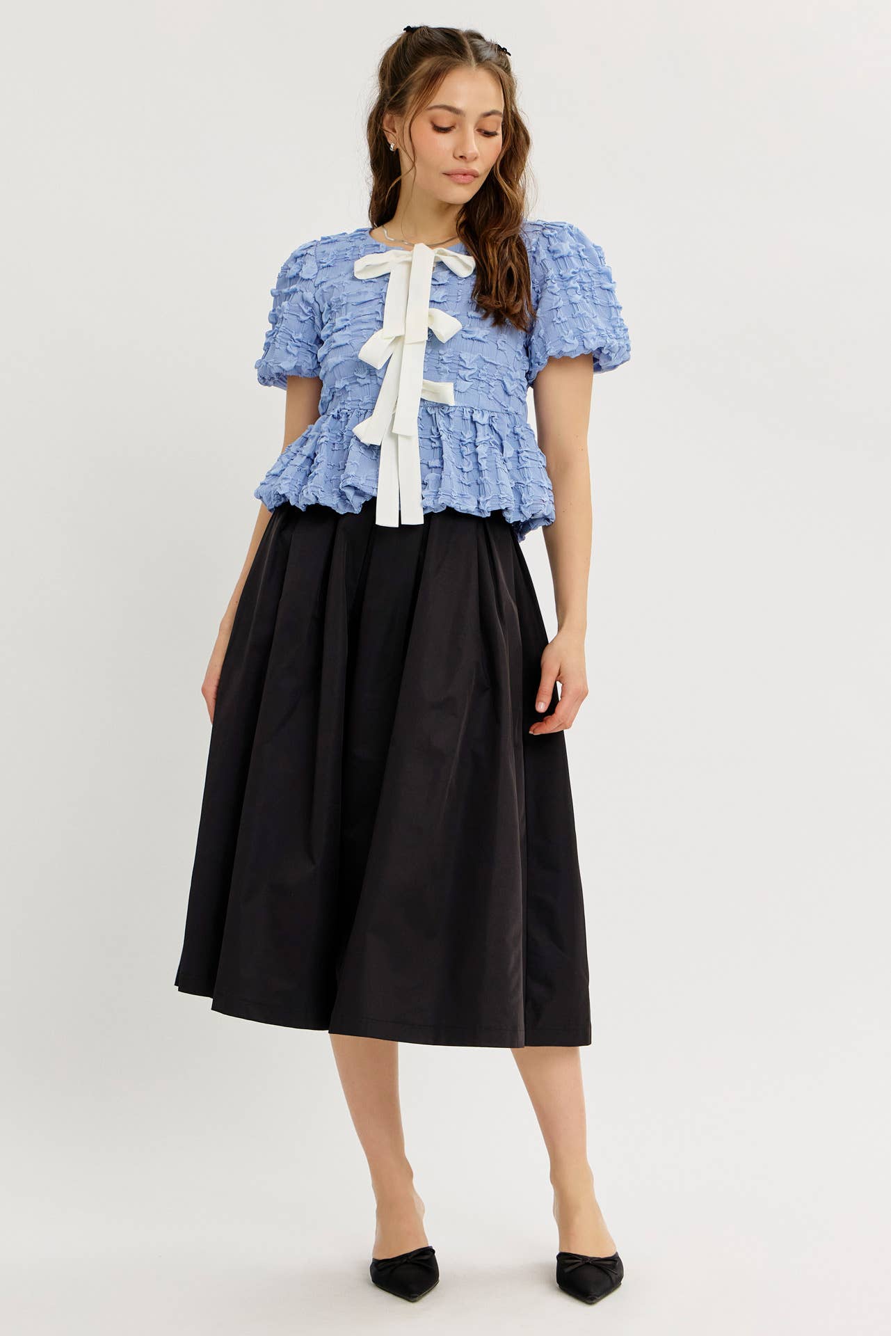 Bubble Textured Babydoll Blouse