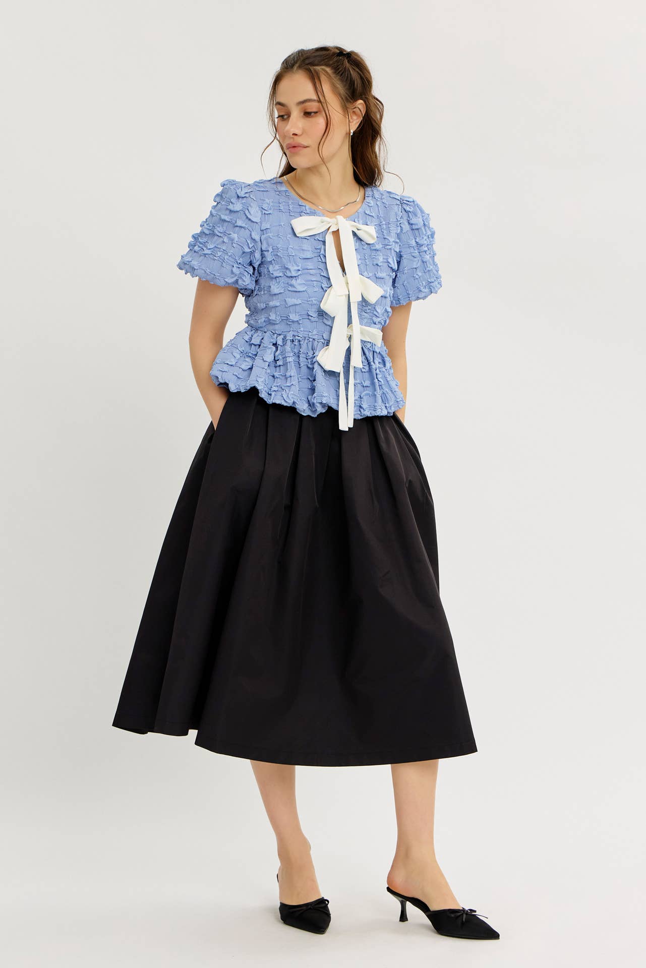 Bubble Textured Babydoll Blouse