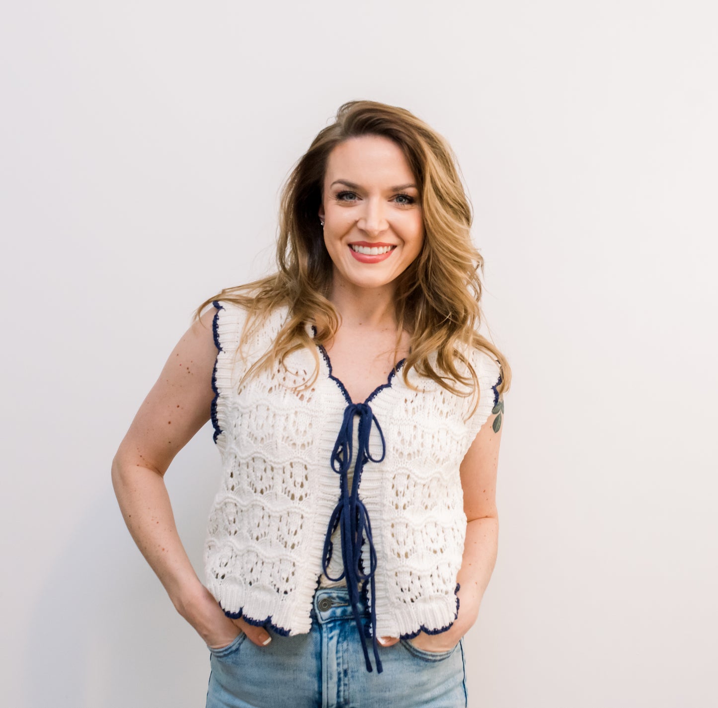Crochet Sweater Vest With Bow Details