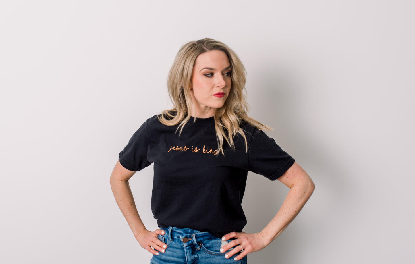 Embroidered 'Jesus Is King' Summer Tee