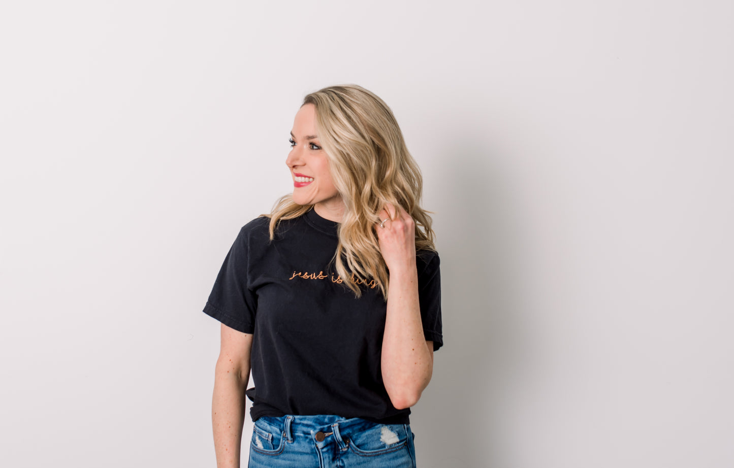Embroidered 'Jesus Is King' Summer Tee