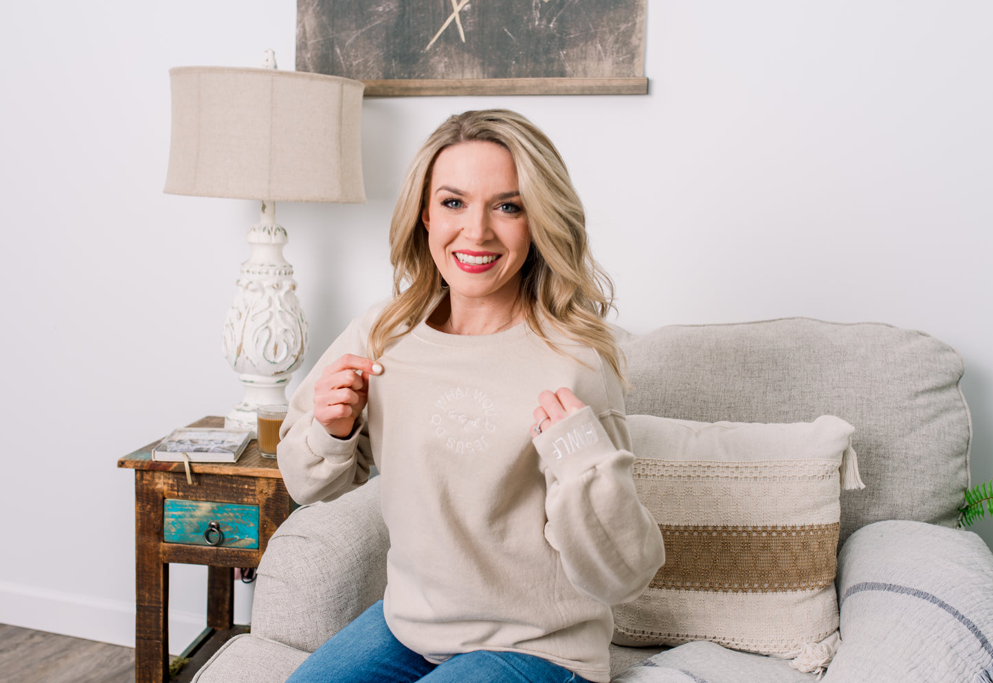 Embroidered Circular WWJD Logo Sweatshirt