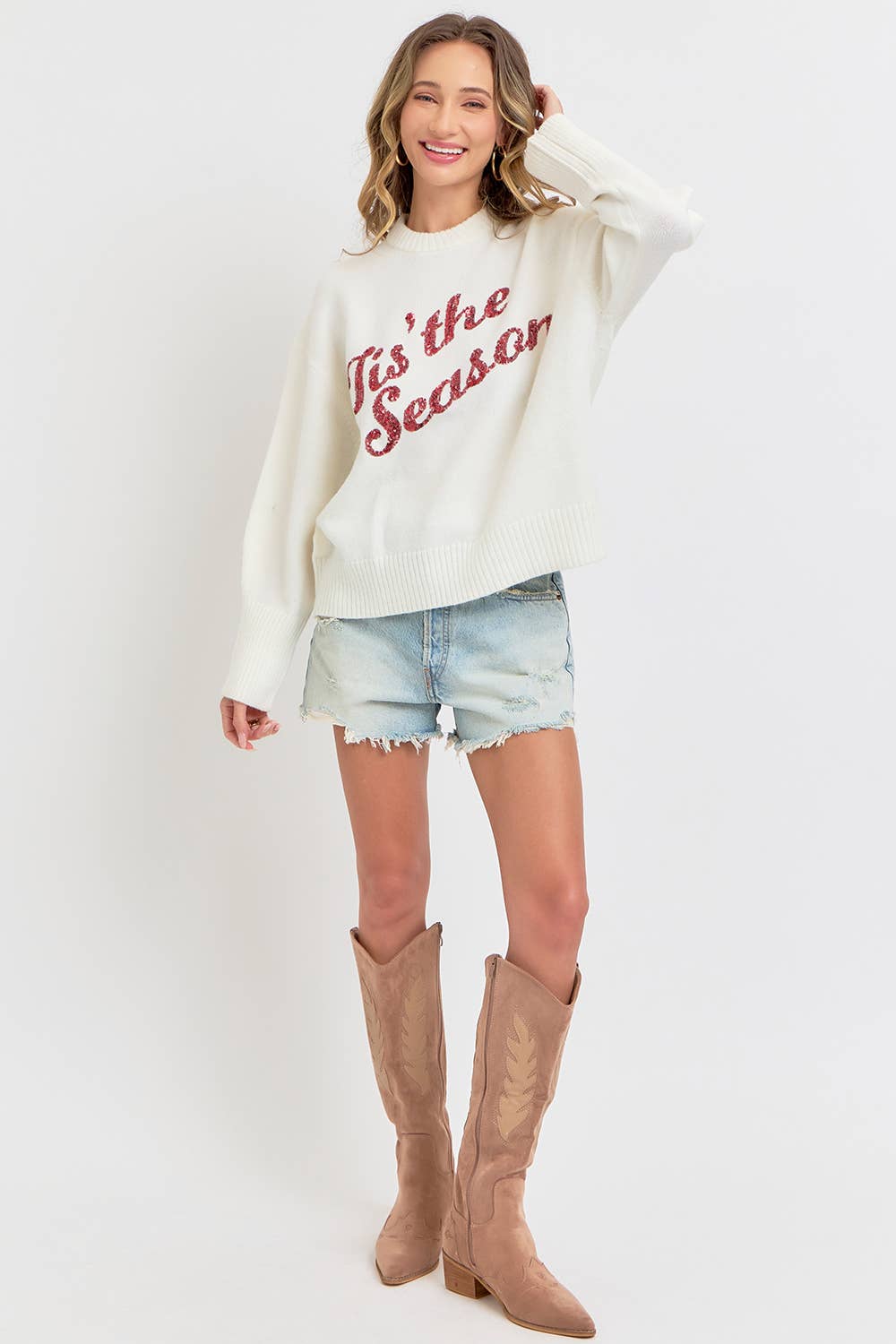 HOLIDAY SWEATER IT'S THE SEASON: IVORY / Contemporary / S