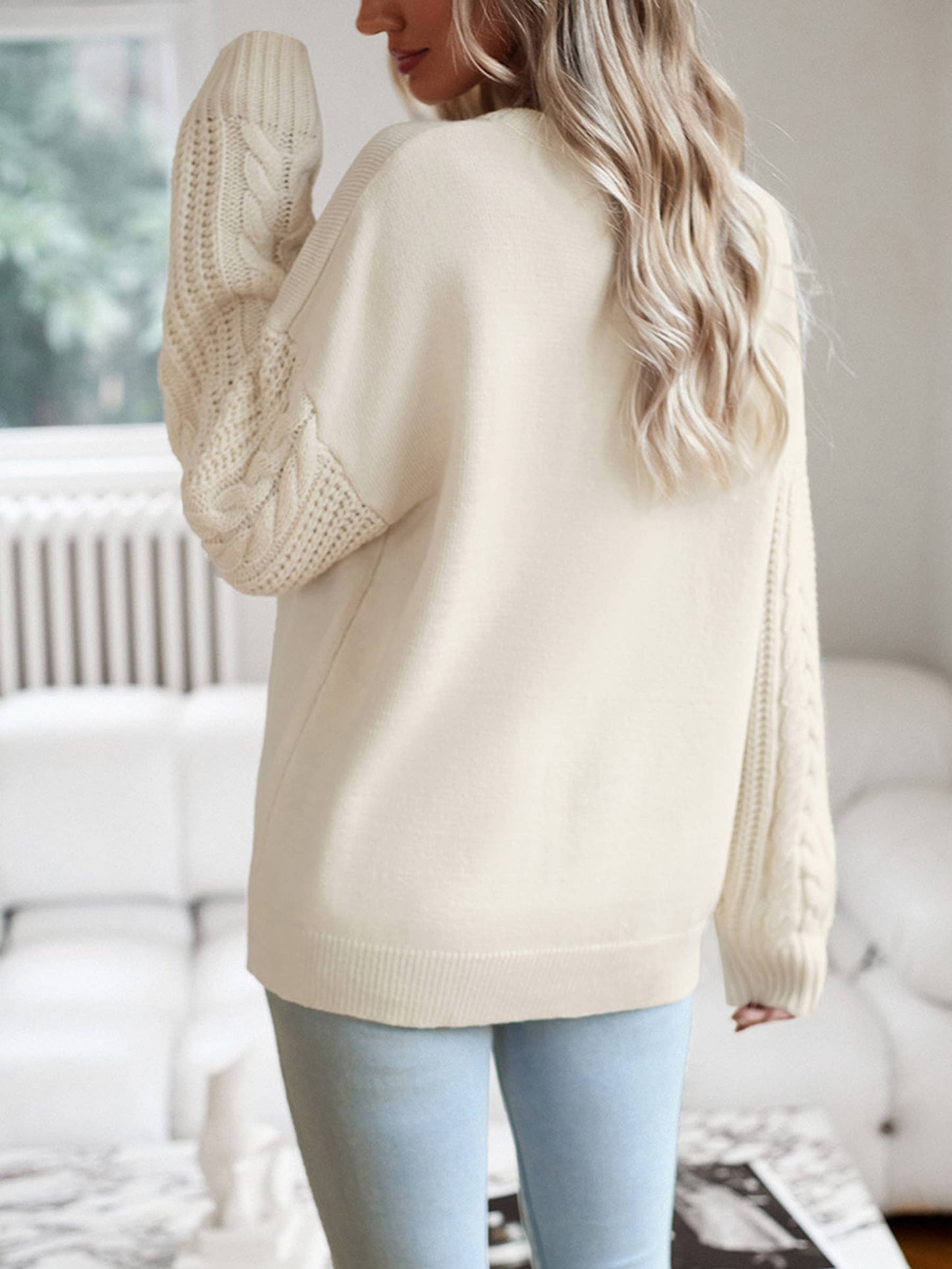 Round Neck Long Sleeved Knit Top Sweater