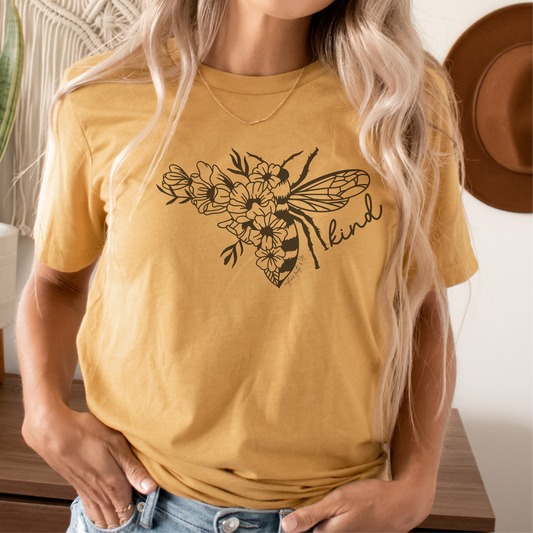 Bee Kind Ephesians 4:32 Christian Bumble Honey Bee T Shirt: Heather Mustard
