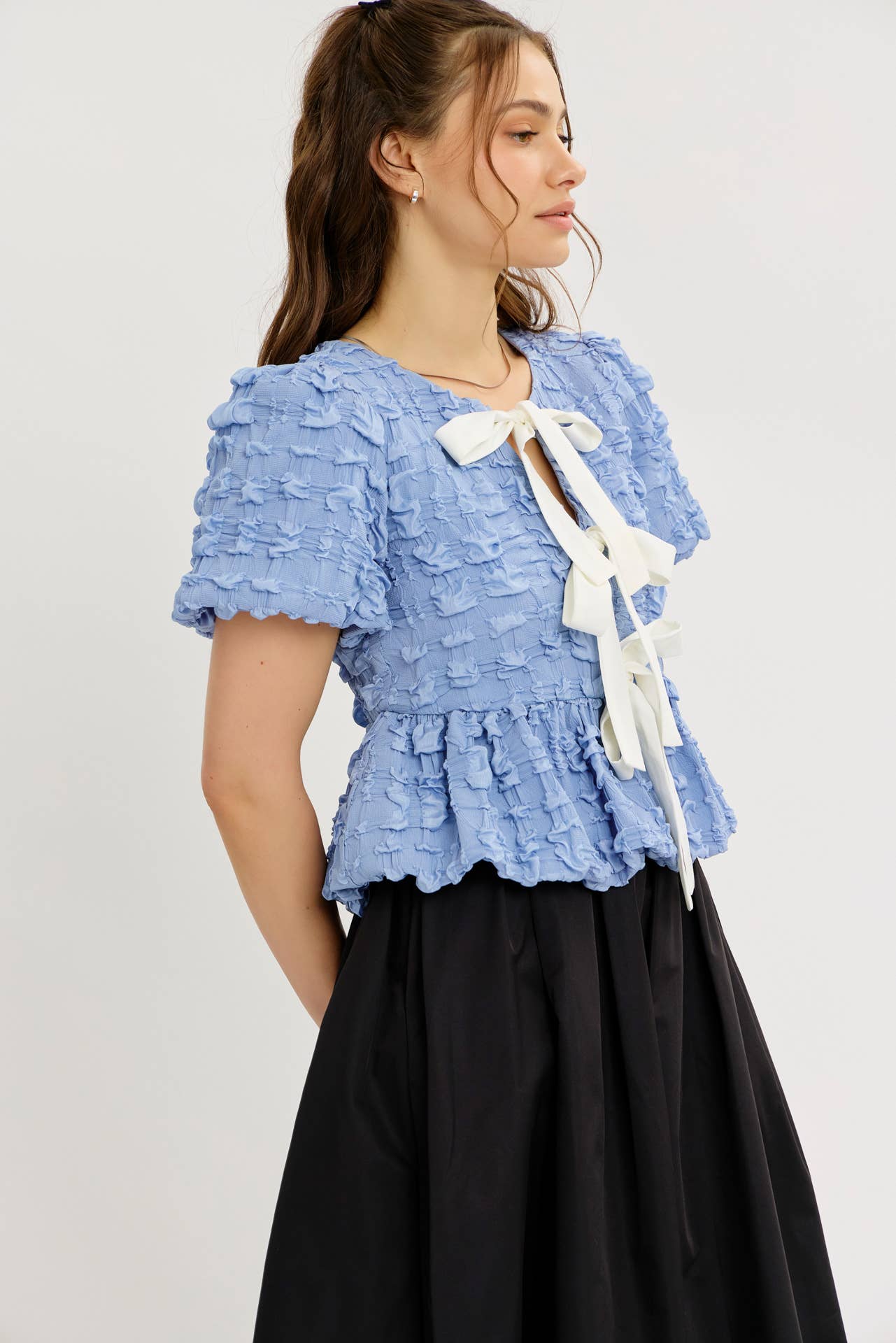 Bubble Textured Babydoll Blouse