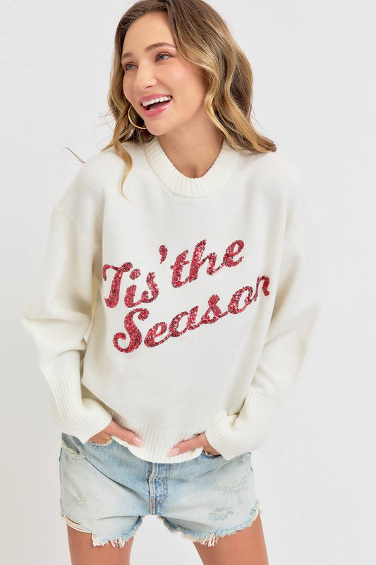 HOLIDAY SWEATER IT'S THE SEASON: IVORY / Contemporary / S