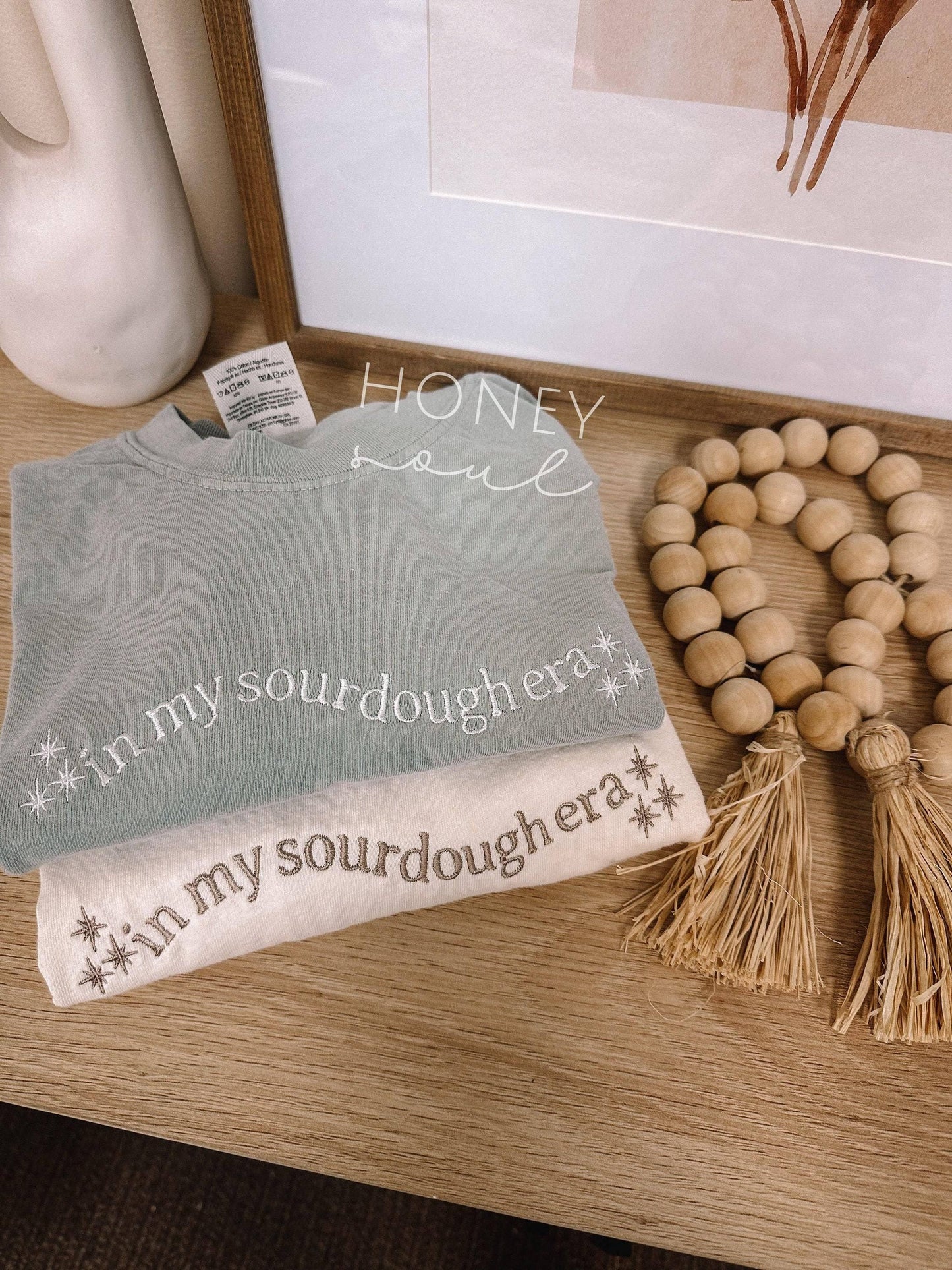Embroidered In My Sourdough Era Tee: Sage