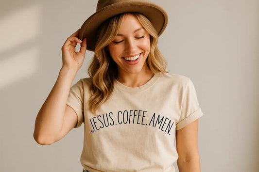 JESUS COFFEE AMEN Tee, Christian Shirt, Faith T-Shirt