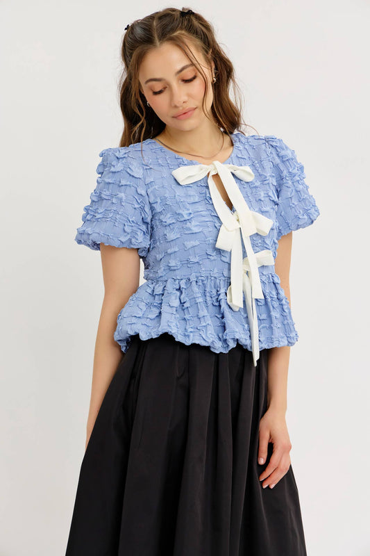 Bubble Textured Babydoll Blouse