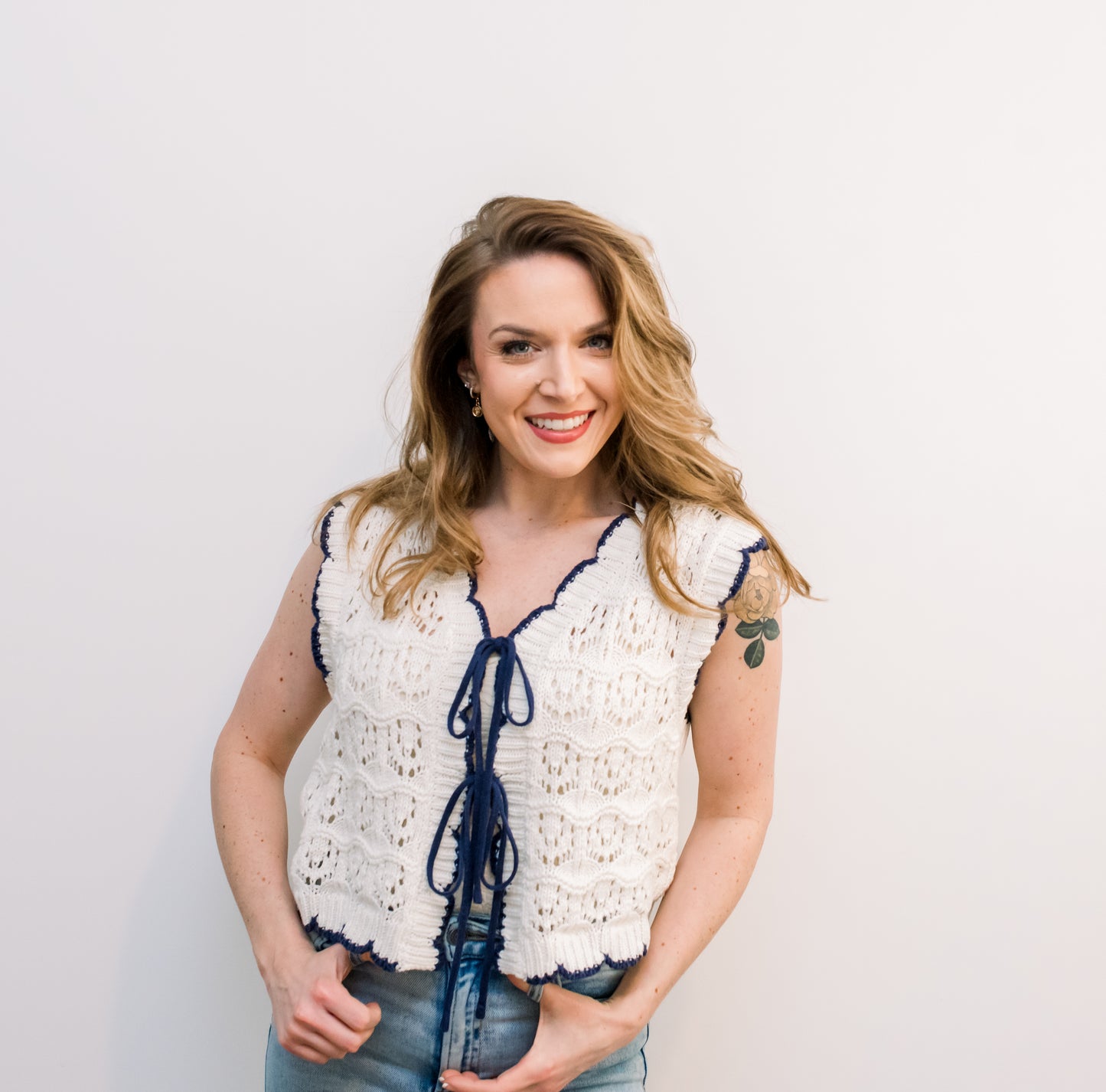 Crochet Sweater Vest With Bow Details