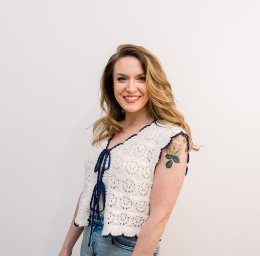 Crochet Sweater Vest With Bow Details