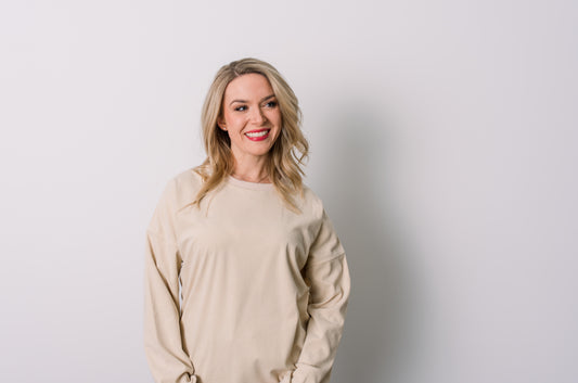 Corduroy Sweater Casual Round Neck Pullover Long Sleeved Top